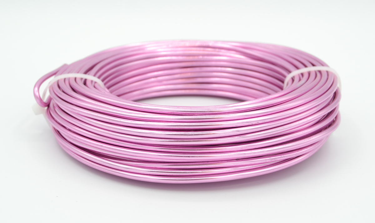 Pack of 1 - Pearl Pink 3mm x 25m Aluminium Wire