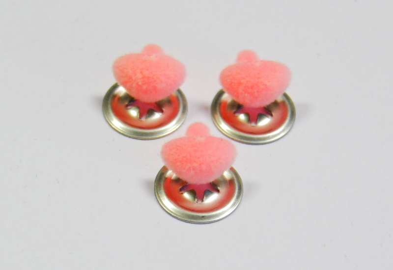 Pack of 3 - 24mm Pink FLOCK Cat Triangle Noses with Metal Backs - Velvet