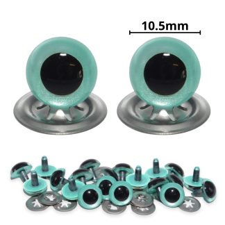 10.5mm Aqua Blue Pearl Crystal Eyes with Metal Backs