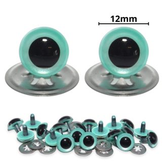 12mm Aqua Blue Pearl Crystal Eyes with Metal Backs