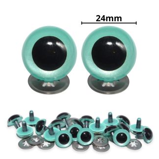 24mm Aqua Blue Pearl Crystal Eyes with Metal Backs