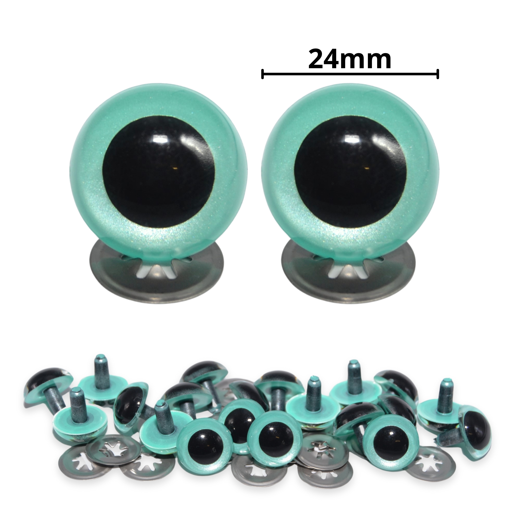 24mm Aqua Blue Pearl Crystal Eyes with Metal Backs