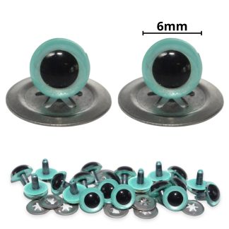 6mm Aqua Blue Pearl Crystal Eyes with Metal Backs