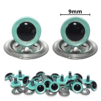 9mm Aqua Blue Pearl Crystal Eyes with Metal Backs