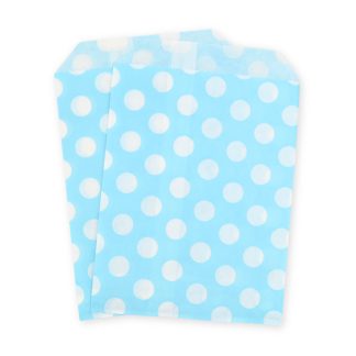 5" x 7" Aqua Polka Dot Paper Sweet Party Bags