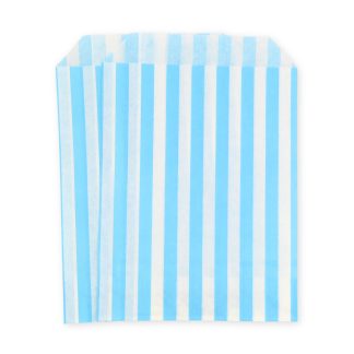 5" x 7" Aqua Stripe Paper Sweet Party Bags