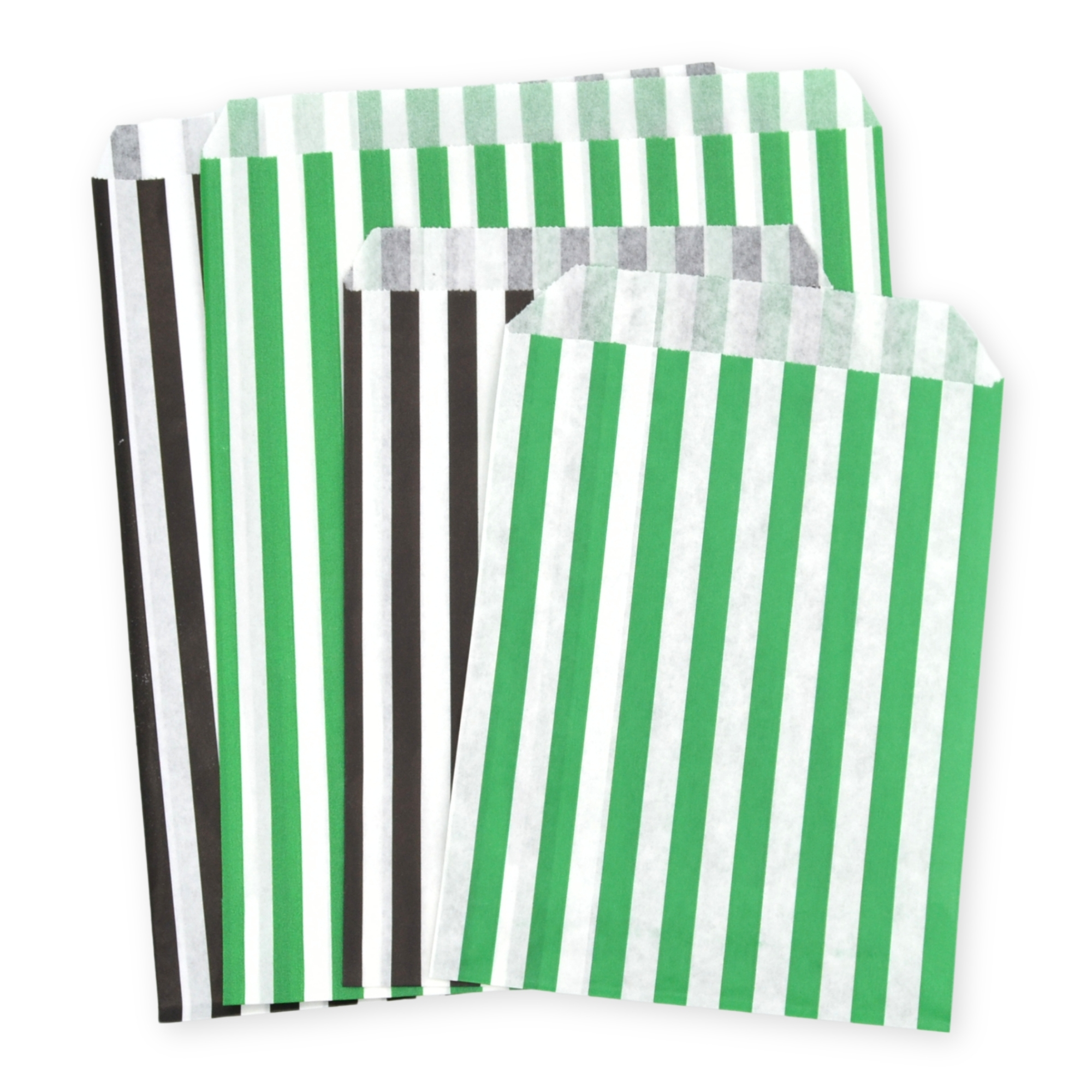 7" x 9" Black & Green Stripe Paper Sweet Party Bags Halloween Mix - Image 2