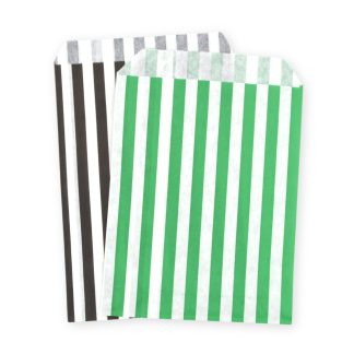 5" x 7" Black & Green Stripe Paper Sweet Party Bags Halloween Mix