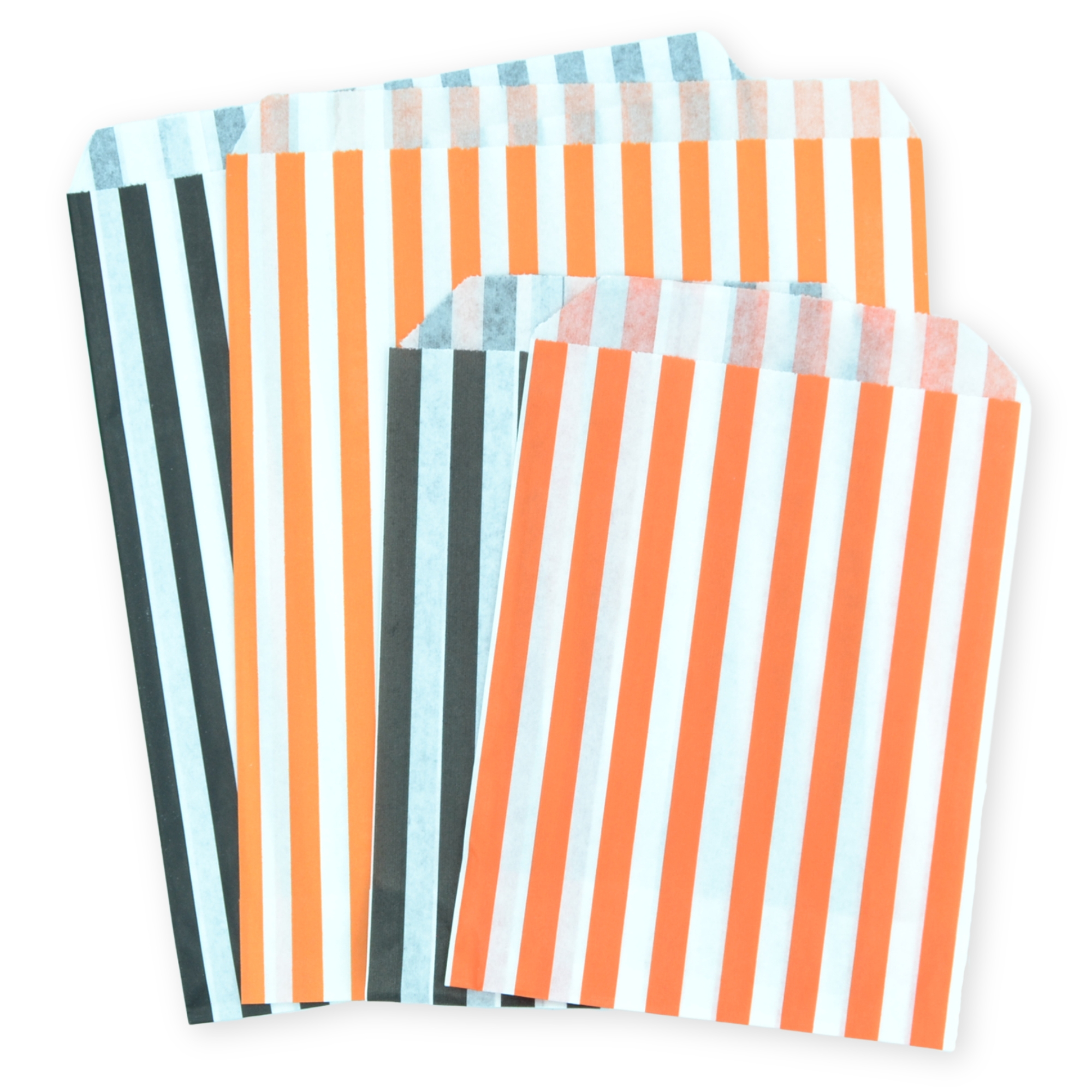 7" x 9" Black & Orange Stripe Paper Sweet Party Bags Halloween Mix - Image 2