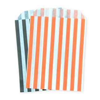 5" x 7" Black & Orange Stripe Paper Sweet Party Bags Halloween Mix