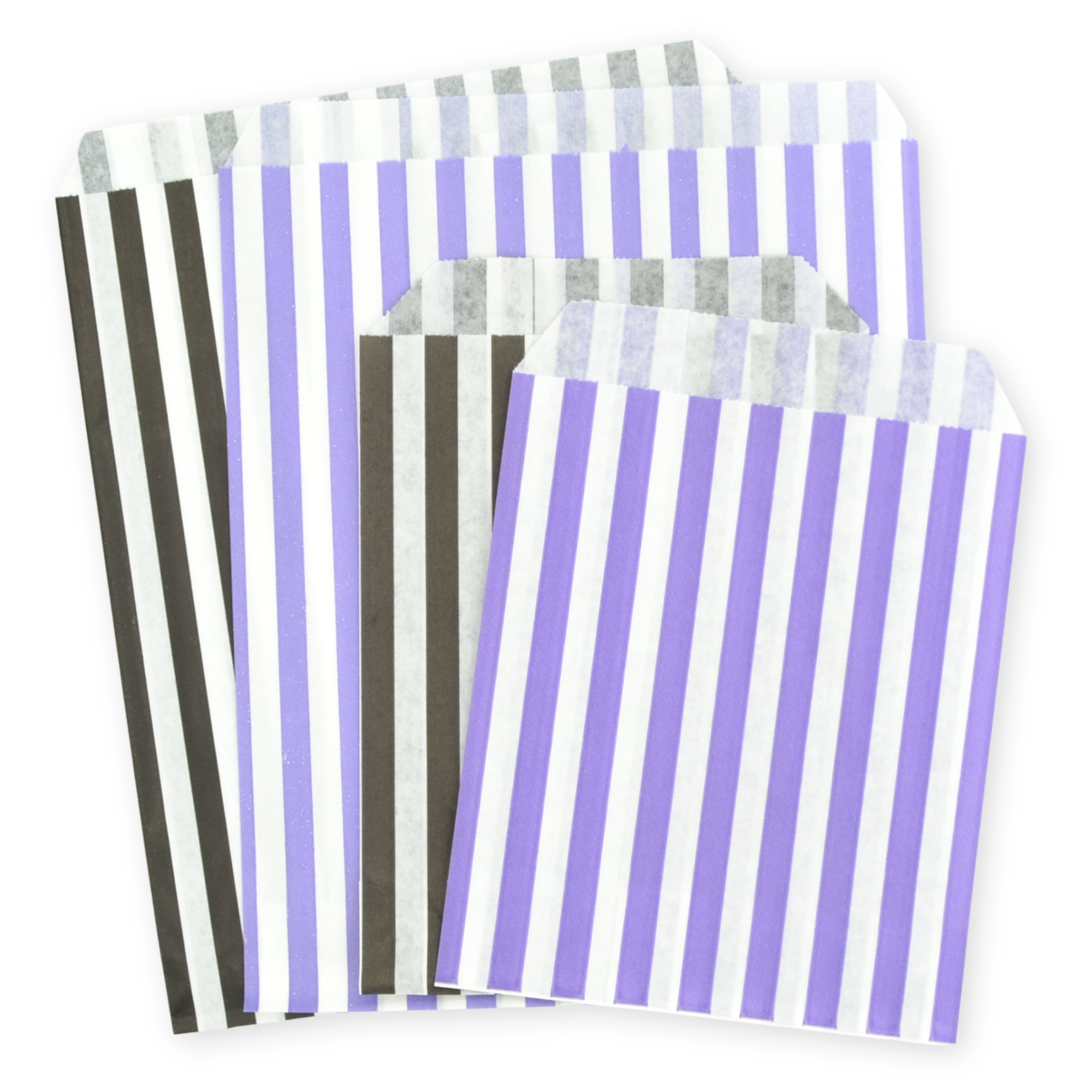 7" x 9" Black & Purple Stripe Paper Sweet Party Bags Halloween Mix - Image 2