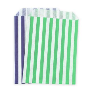 5" x 7" Blue & Green Stripe Paper Sweet Party Bags