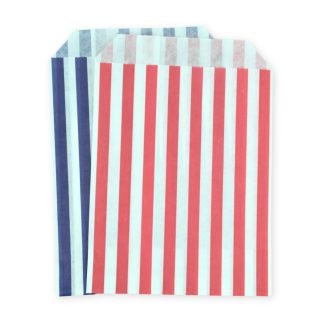 5" x 7" Blue & Red Stripe Paper Sweet Party Bags