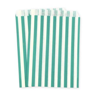 7" x 9" Bottle Green Stripe Paper Sweet Party Bags