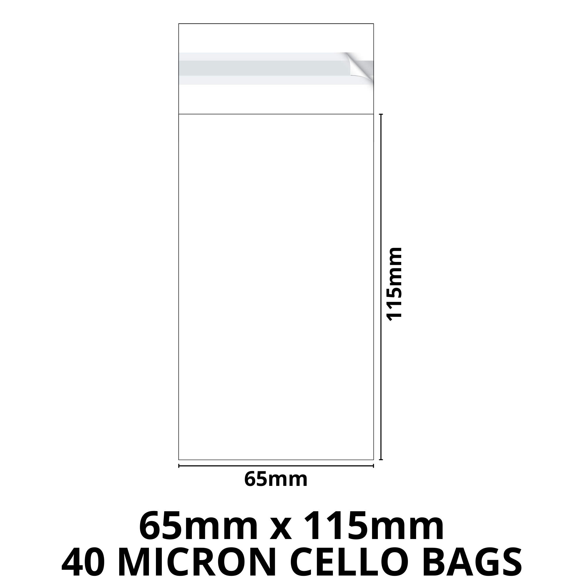 Tissue Bag - 65mm x 115mm + 30mm Self Seal Flap - Cellophane Display Bags 30 Micron - Small Cello - Image 3