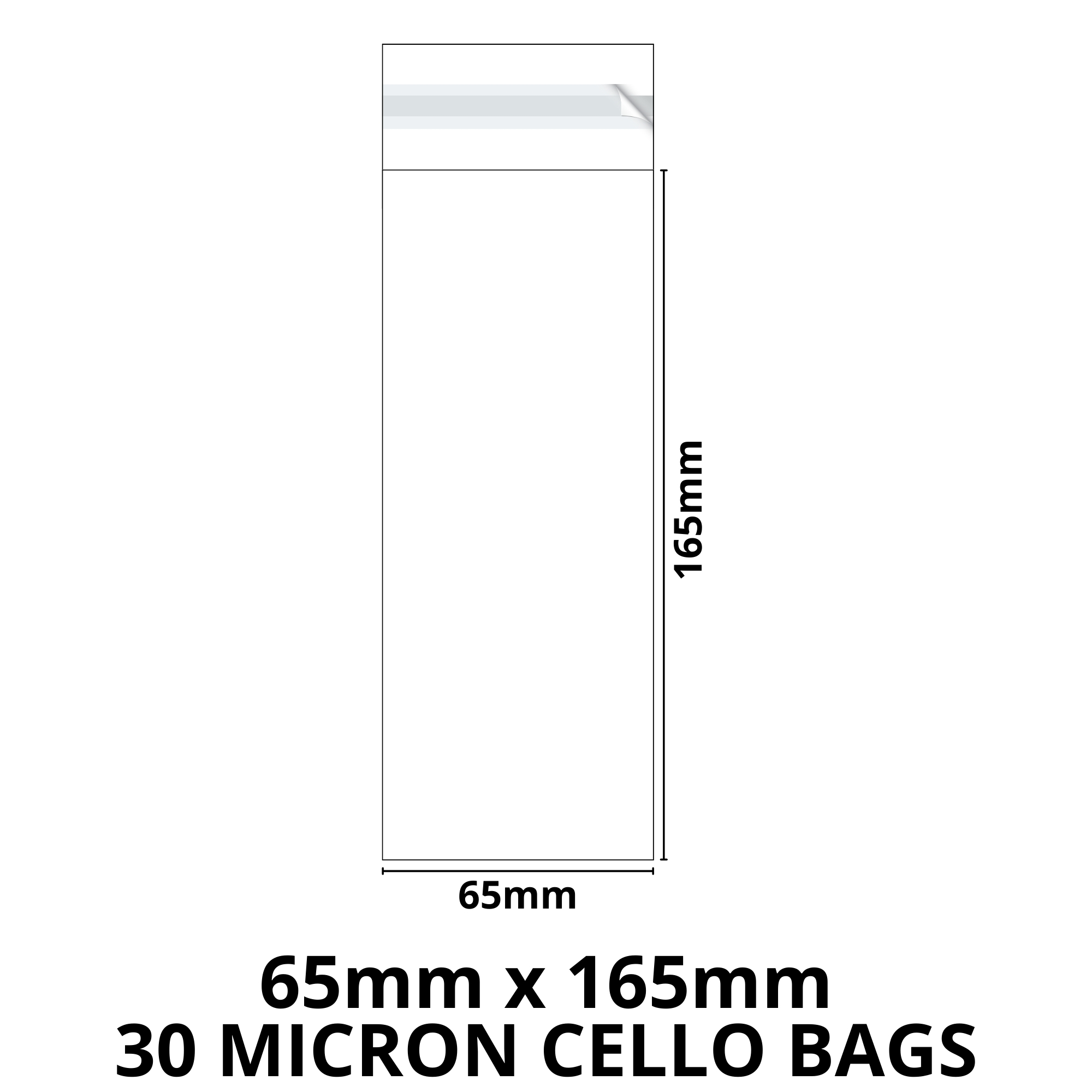Mini Bookmark Bag - 65mm x 165mm + 30mm Self Seal Flap - Cellophane Clear Display Bags 30 Micron - Small Cello - Image 3