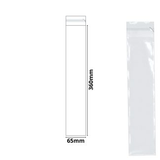 Long Bookmark - 65mm x 360mm + 25mm Self Seal Flap - Cellophane Clear Display Bags 40 Micron - Large Cello
