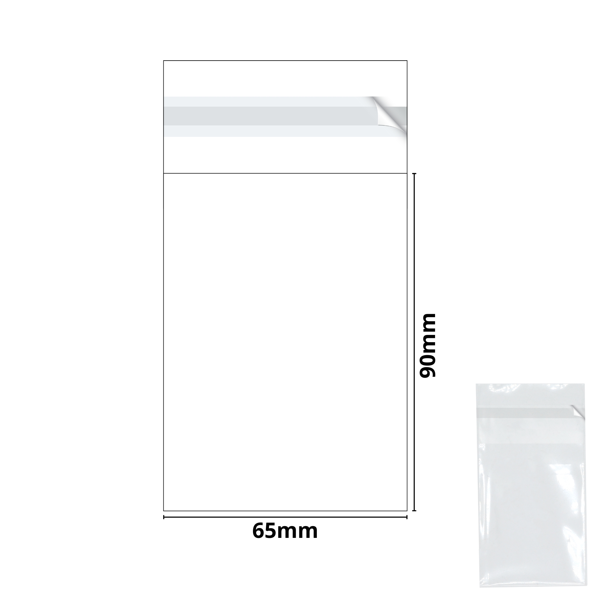 Florist Care Card/ATC - 65mm x 90mm + 30mm Self Seal Flap - Cellophane Display Bags Self Seal 40 Micron - Tiny Cello