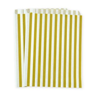 7" x 9" Gold Olive Stripe Paper Sweet Party Bags