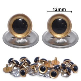 12mm Gold Pearl Crystal Eyes with Metal Backs