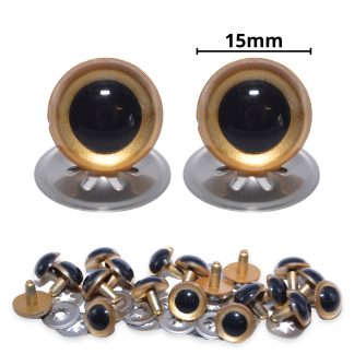 15mm Gold Pearl Crystal Eyes with Metal Backs