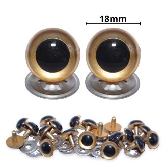 18mm Gold Pearl Crystal Eyes with Metal Backs