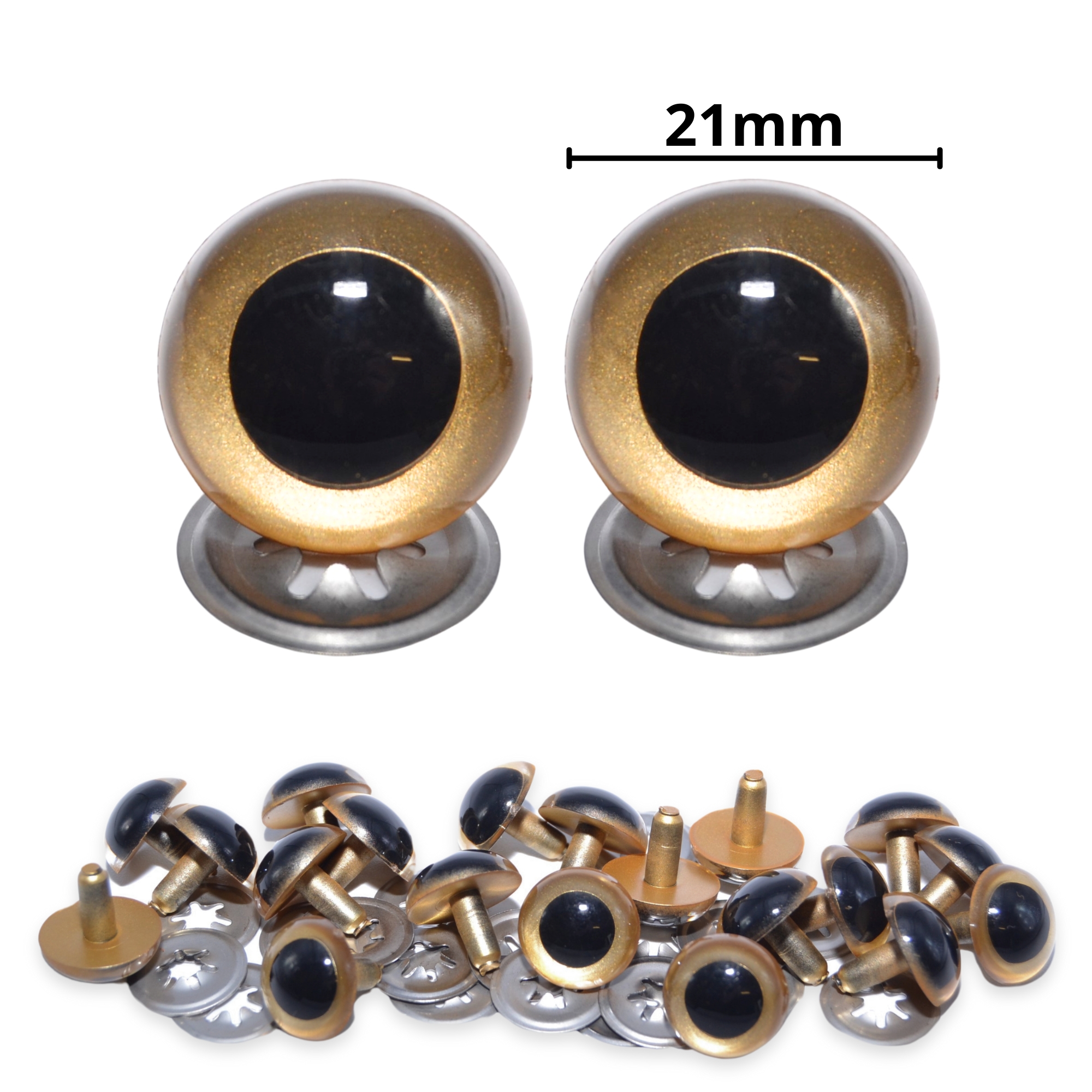 21mm Gold Pearl Crystal Eyes with Metal Backs