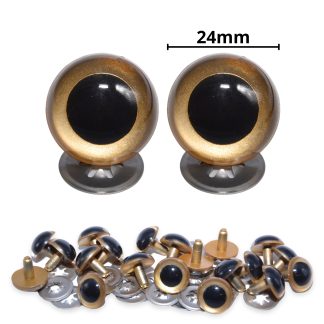 24mm Gold Pearl Crystal Eyes with Metal Backs