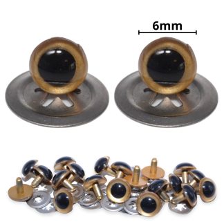 6mm Gold Pearl Crystal Eyes with Metal Backs