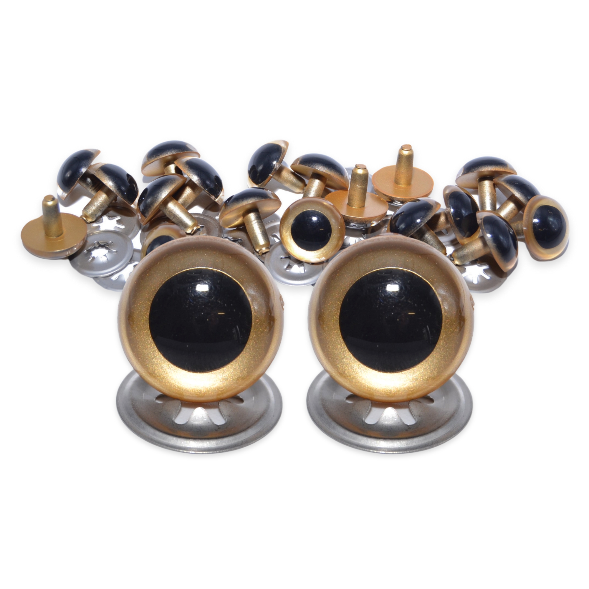 7.5mm Gold Pearl Crystal Eyes with Metal Backs - Image 2
