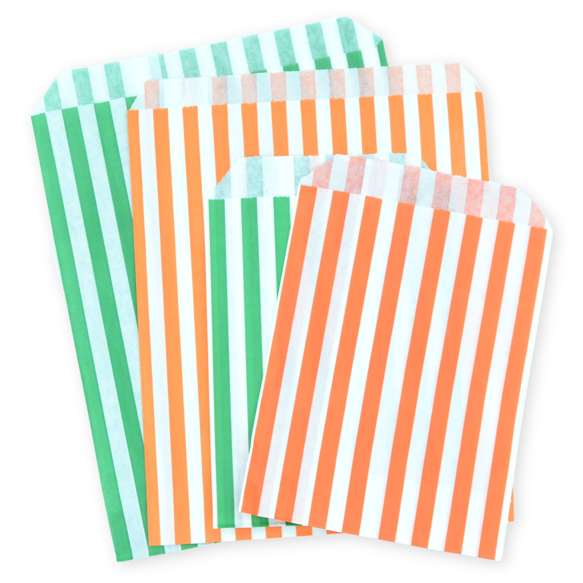 5" x 7" Green & Orange Stripe Paper Sweet Party Bags Halloween Mix - Image 2