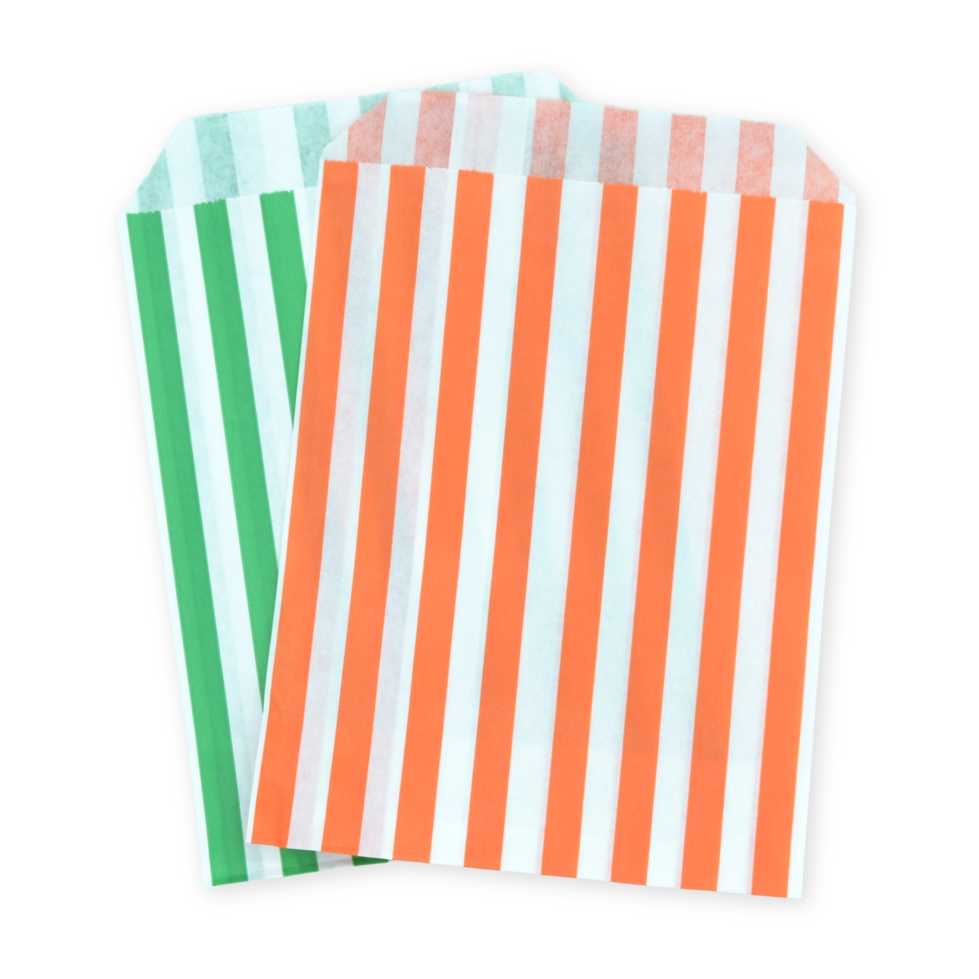 5" x 7" Green & Orange Stripe Paper Sweet Party Bags Halloween Mix