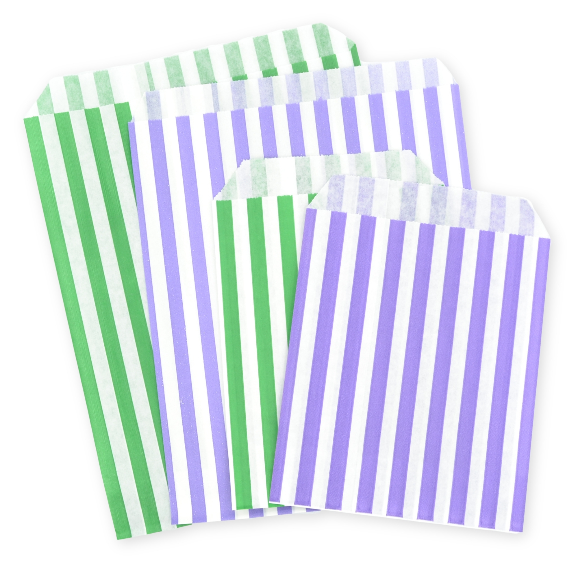 7" x 9" Green & Purple Stripe Paper Sweet Party Bags Halloween Mix - Image 2