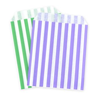5" x 7" Green & Purple Stripe Paper Sweet Party Bags Halloween Mix