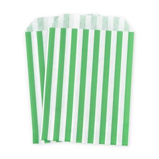 7" x 9" Green Stripe Paper Sweet Party Bags