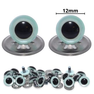 12mm Light Blue Pearl Crystal Eyes with Metal Backs