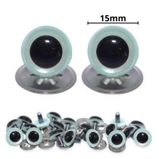 15mm Light Blue Pearl Crystal Eyes with Metal Backs