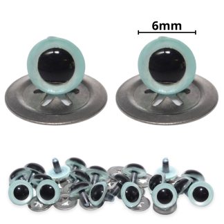 6mm Light Blue Pearl Crystal Eyes with Metal Backs