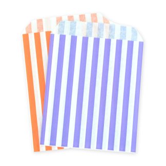 5" x 7" Orange & Purple Stripe Paper Sweet Party Bags Halloween Mix