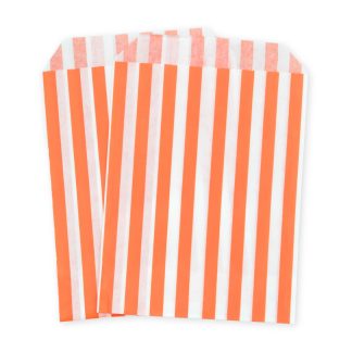 7" x 9" Orange Stripe Paper Sweet Party Bags