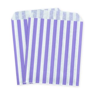 7" x 9" Purple Stripe Paper Sweet Party Bags