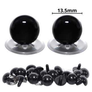 13.5mm Solid Black Eyes with Metal Backs