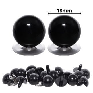18mm Solid Black Eyes with Metal Backs