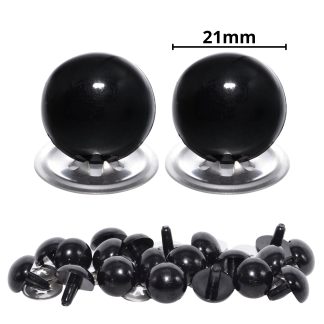 21mm Solid Black Eyes With Metal Backs
