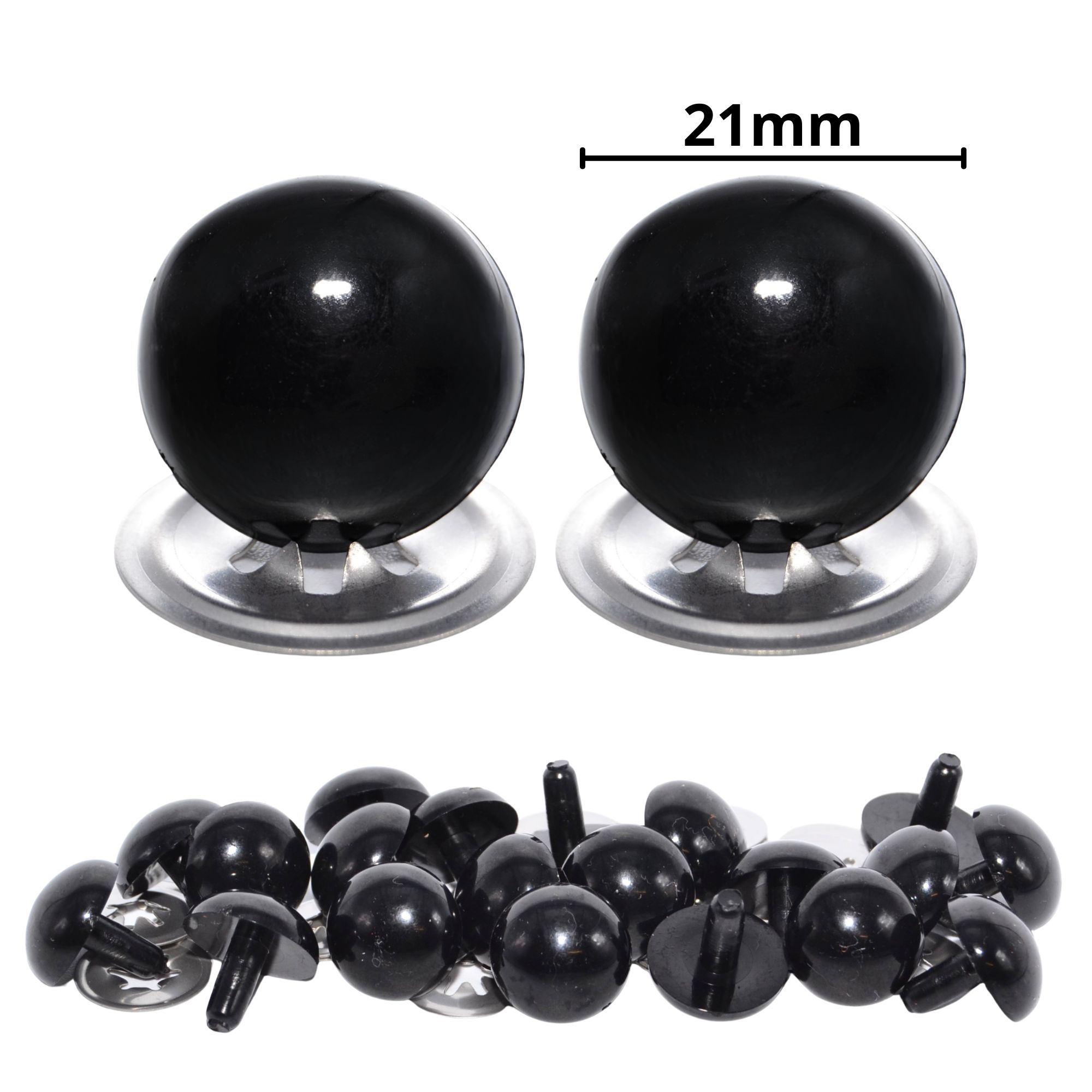 21mm Solid Black Eyes With Metal Backs