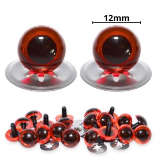 12mm Transparent Amber Crystal Eyes with Metal Backs