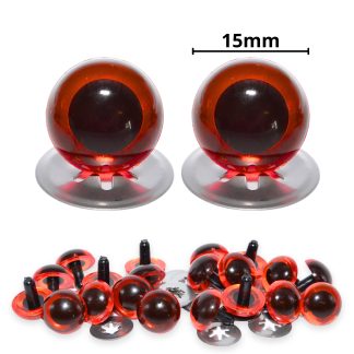 15mm Transparent Amber Crystal Eyes with Metal Backs
