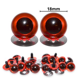18mm Transparent Amber Crystal Eyes with Metal Backs