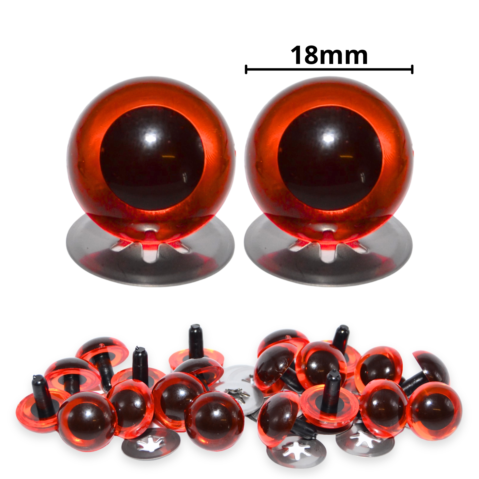 18mm Transparent Amber Crystal Eyes with Metal Backs