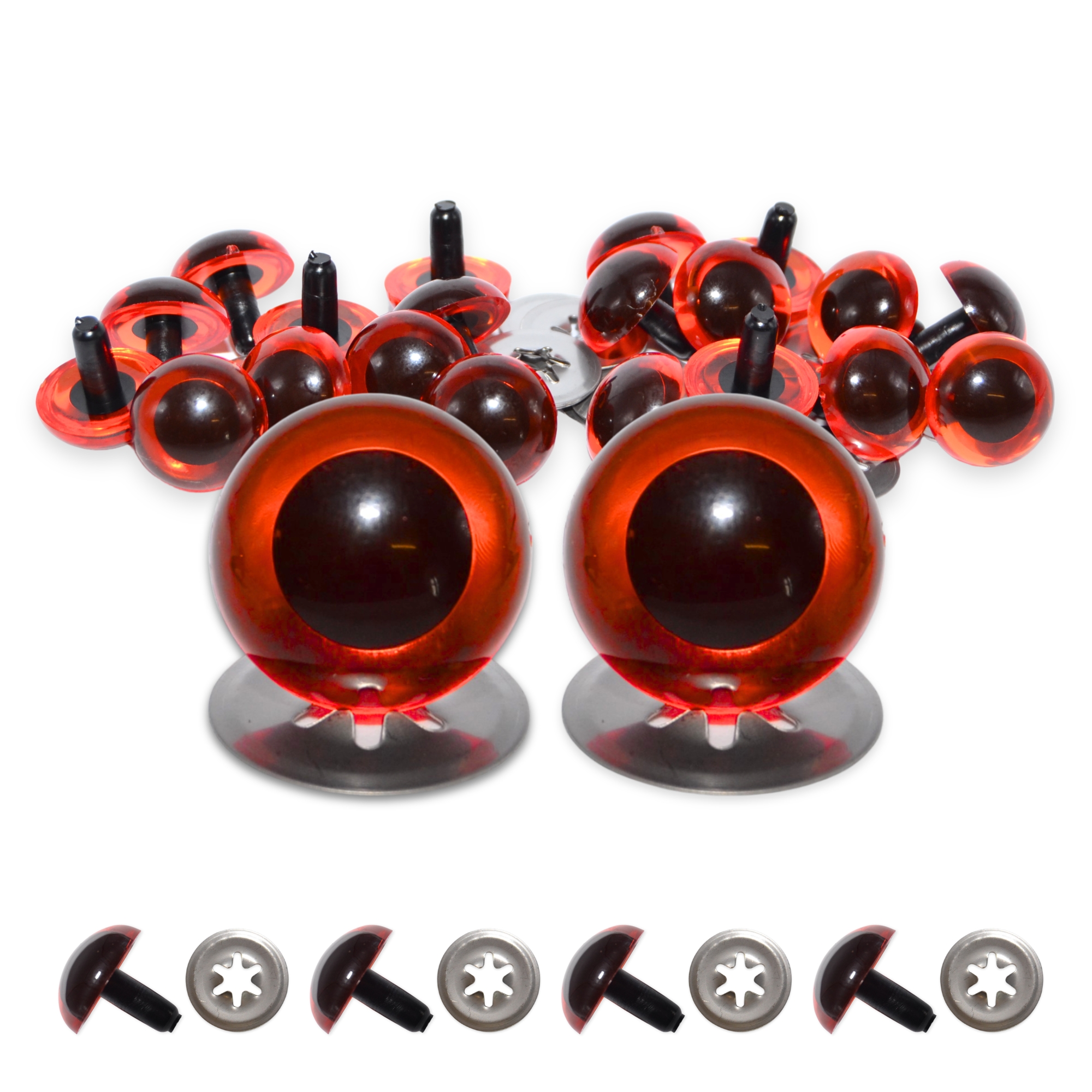 18mm Transparent Amber Crystal Eyes with Metal Backs - Image 2